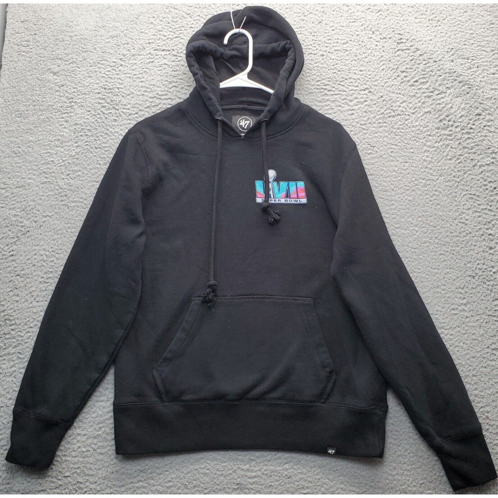 Super Bowl LVIII NFL 47 Hoodie Unisex S Black Fleece Lined Kangaroo Pocket‎